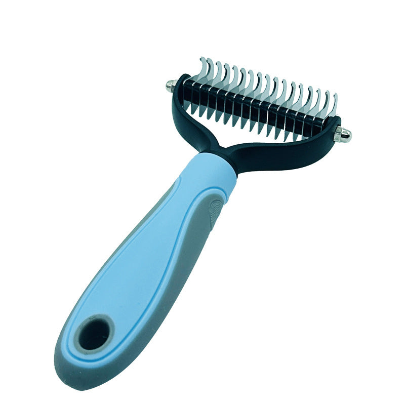 Pet Grooming Tool- 2 Sided Undercoat Rake for Dogs &Cats-Safe and Effective Dematting Comb for Mats&Tangles Removing-No More Nasty Shedding or Flying Hair Blue