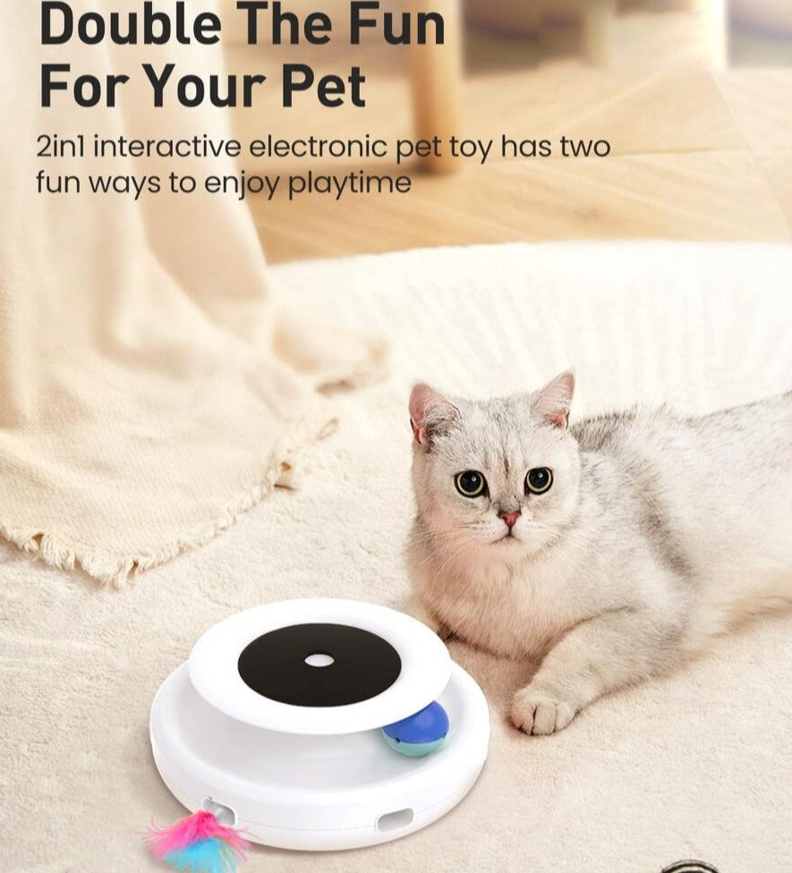 2 in 1 Interactive Automatic Cat Toy with Feather Ball 5 Modes 