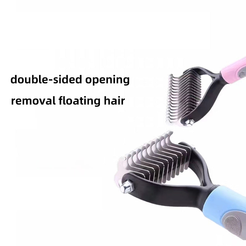 Pet Grooming Tool- 2 Sided Undercoat Rake for Dogs &Cats-Safe and Effective Dematting Comb for Mats&Tangles Removing-No More Nasty Shedding or Flying Hair Blue