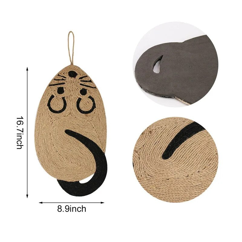 Mouse shape cat scratch pad size and detail