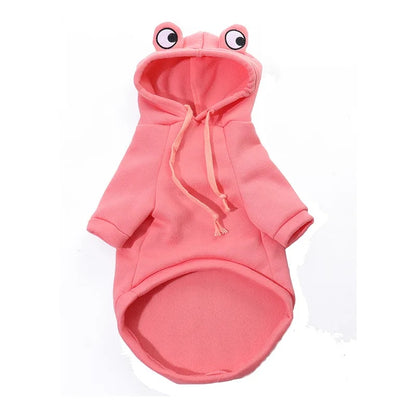 Autumn Dog Frog Hoodies for Small Dogs Cat Soft Warm Cozy Fleece Clothes Puppy Costume French Bulldog Chihuahua Pet Sweatshirts