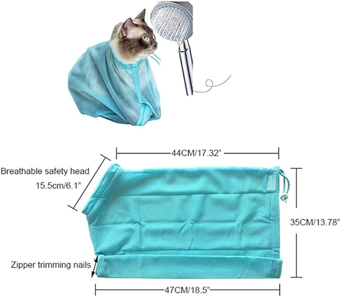 size Multifunctional Mesh Cat Bath Bag for Cleaning Nail Trimming