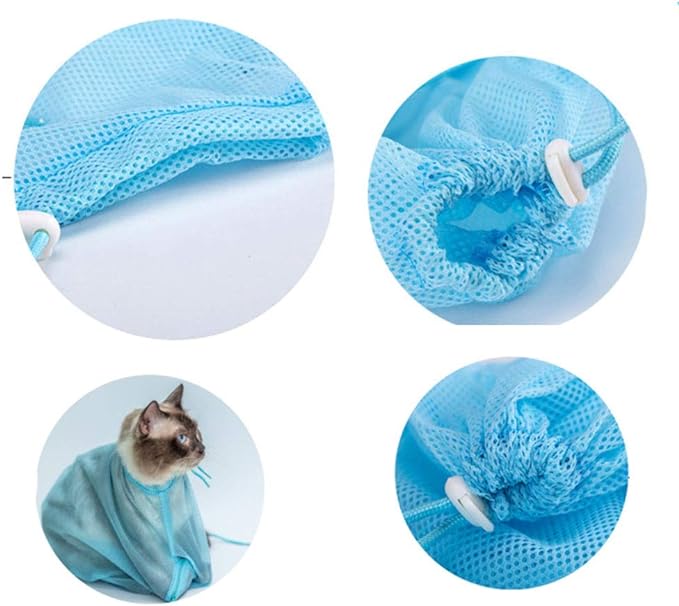 Detail Multifunctional Mesh Cat Bath Bag for Cleaning Nail Trimming
